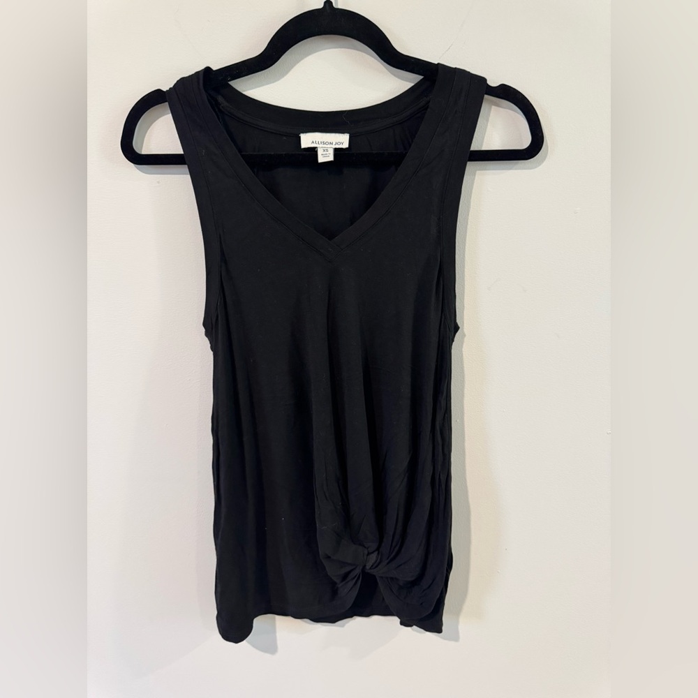 Allison Joy Black V-Neck Tank Top With tie front detail
